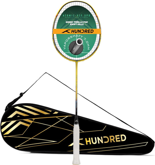 HUNDRED Atomic X 35 SPD Carbon Fibre Badminton Racquet 4U6 Pre-Strung