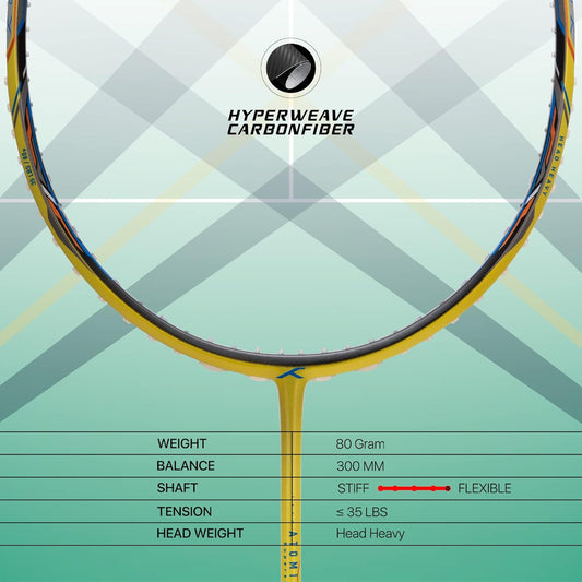 HUNDRED Atomic X 35 SPD Carbon Fibre Badminton Racquet 4U6 Pre-Strung