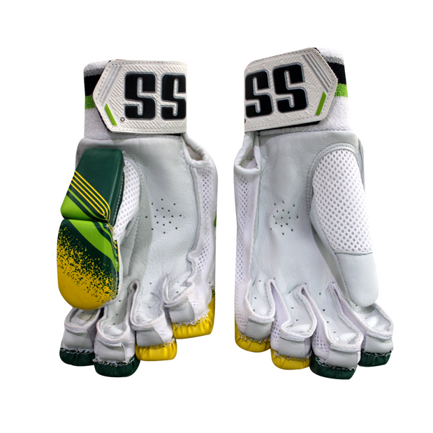 SS Clublite Junior Batting Gloves White/Green/Gold [Junior - Youth Sizes]