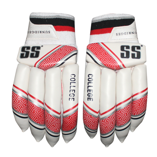 >> SS College Junior Batting Gloves White/Red - Junior