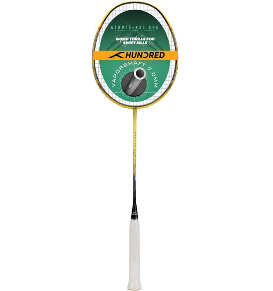 HUNDRED Atomic X 35 SPD Carbon Fibre Badminton Racquet 4U6 Pre-Strung