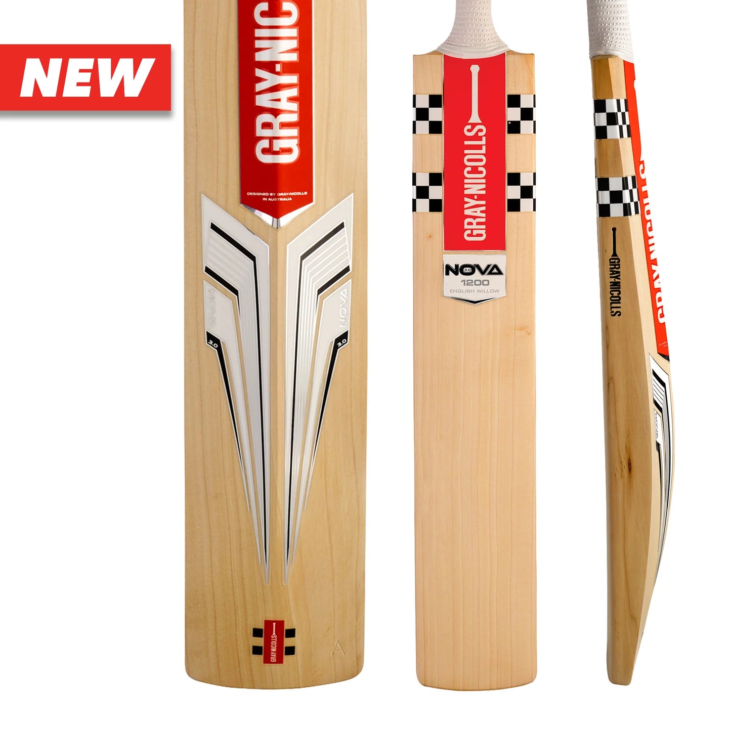 GRAY-NICOLLS GN Nova 3.0 1200 Grade 2 English Willow Cricket Bat '25/26 - Small Adult