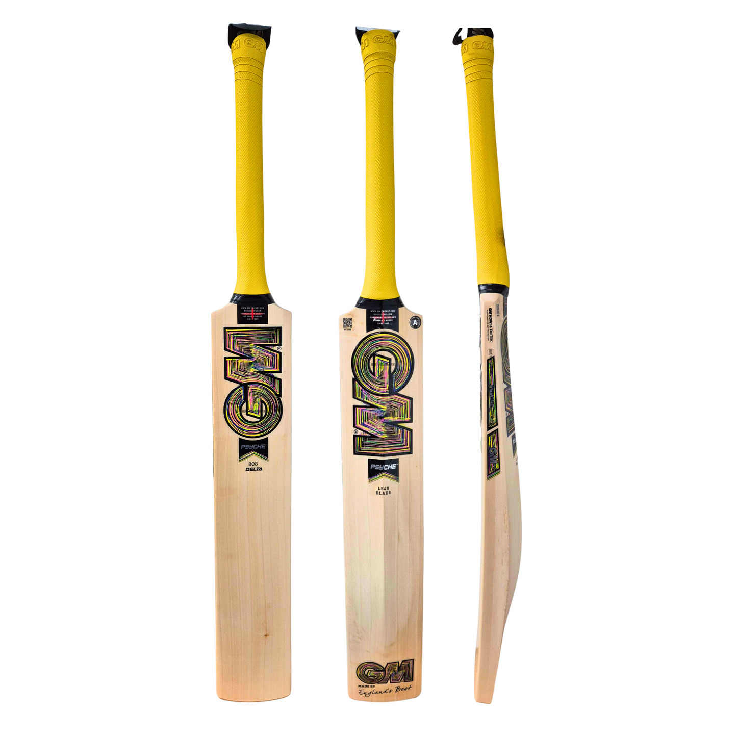 GUNN & MOORE GM Psyche 808 Delta L540 Grade 2 English Willow Cricket Bat - Senior Short Blade
