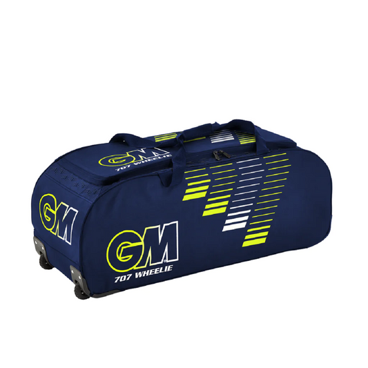 >> GUNN & MOORE GM 707 Wheelie Kit Bag Navy/Fluro '23/24 - 90x32x32cm