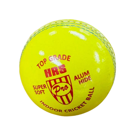 HRS 2-piece Leather Indoor Cricket Ball - Yellow