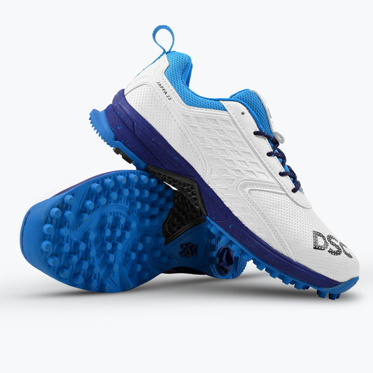 >> DSC Jaffa 22 Rubber Cricket Shoes - White/Blue