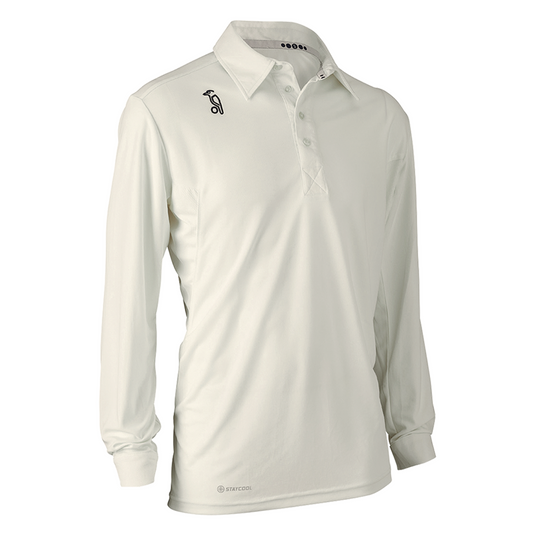 KOOKABURRA Pro Active Long Sleeve Shirt Cream - Junior