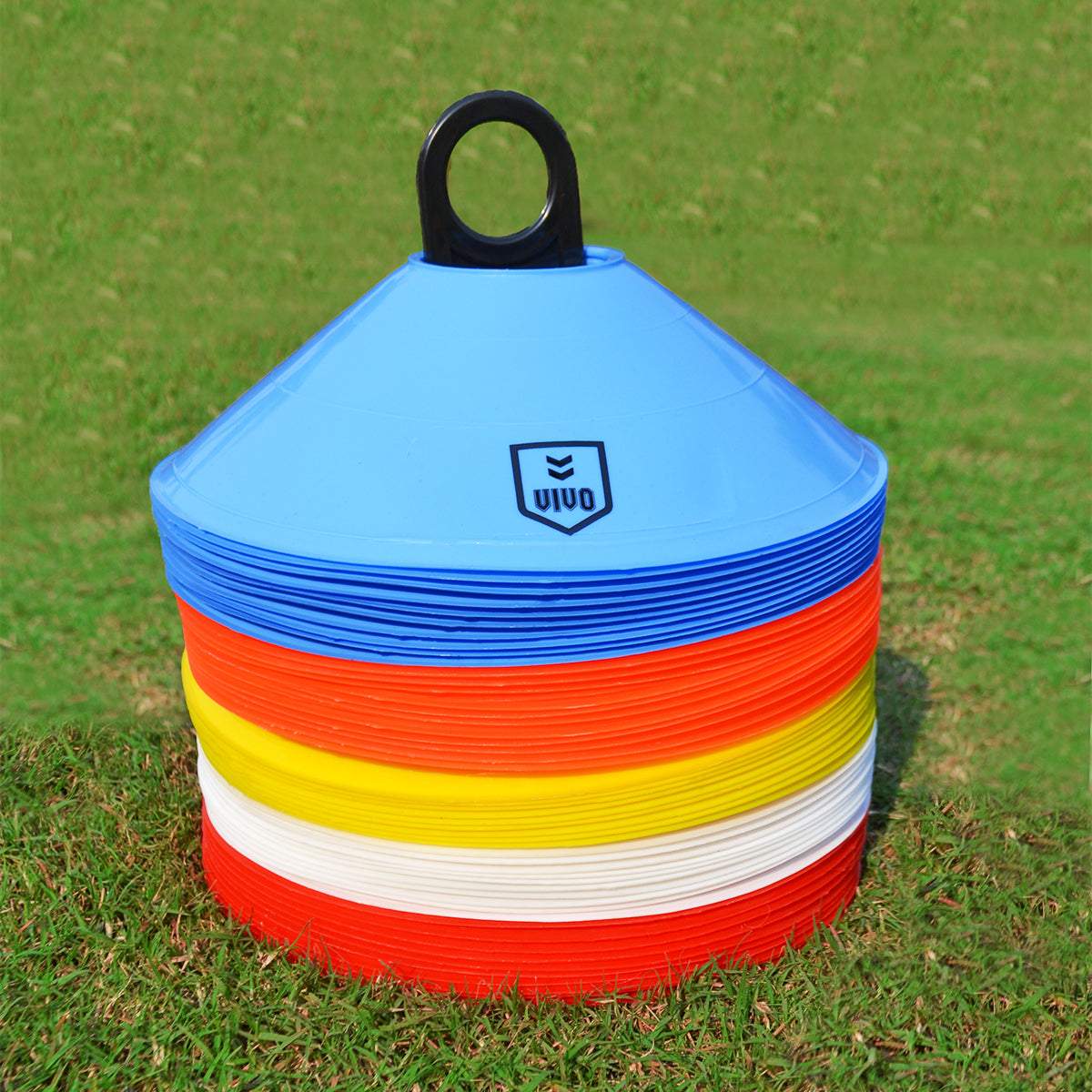VIVO Marker Cones with a Carry Holder (Pack of 50) - Highmark Cricket