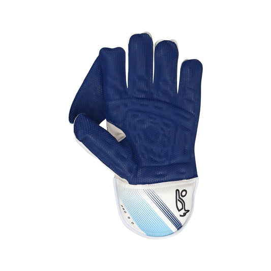 KOOKABURRA Pro 3.0 Wicket Keeping Gloves White/Blue '23 [Sizes Small Junior - Junior]