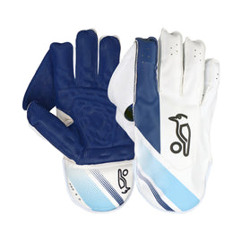 KOOKABURRA Pro 3.0 Wicket Keeping Gloves White/Blue '23 [Sizes Small Junior - Junior]