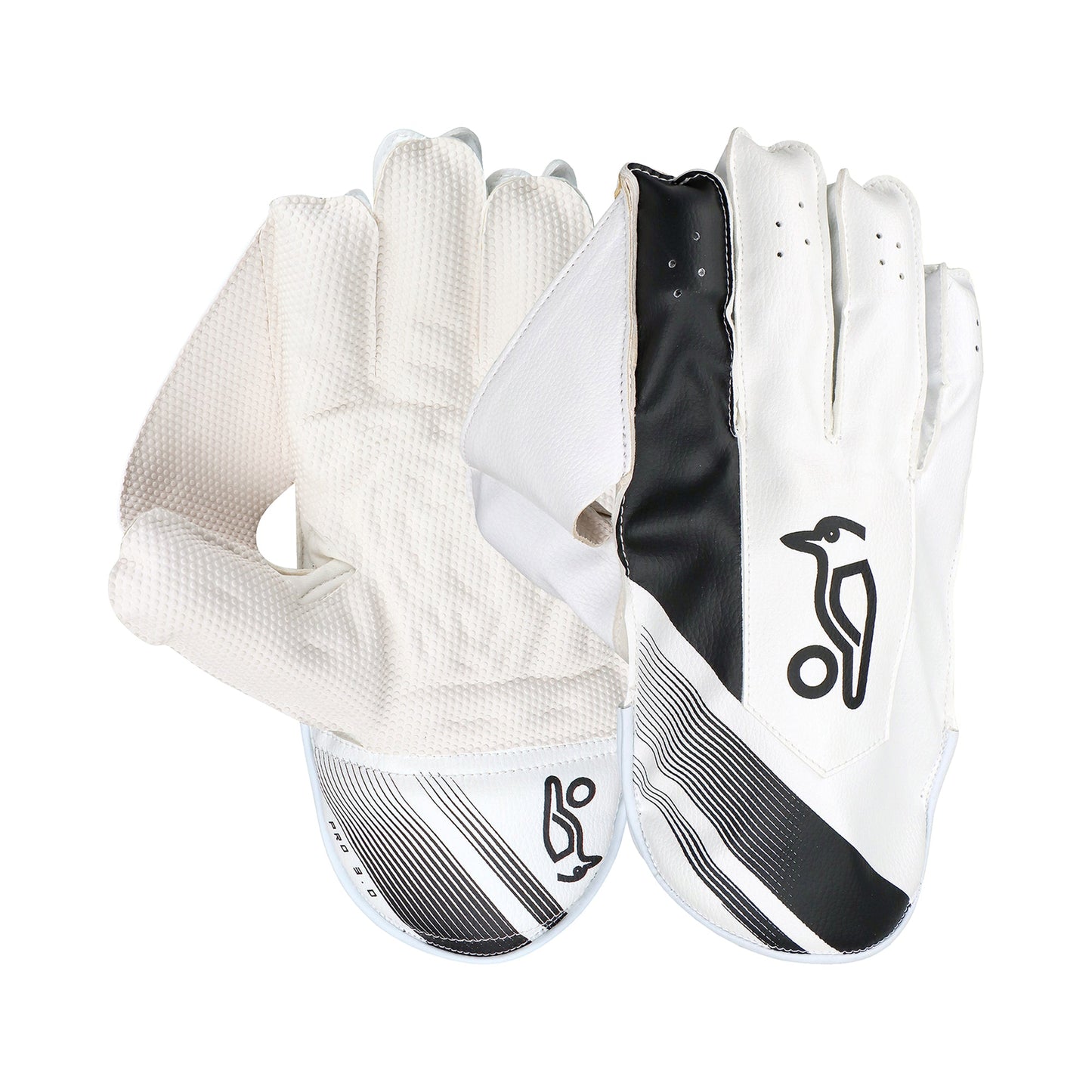>> KOOKABURRA Pro 3.0 Wicket Keeping Gloves White/Black '23/24 [Sizes Small Junior - Junior]