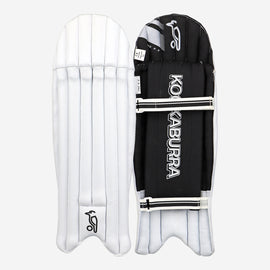 KOOKABURRA Pro 3.0 Wicket Keeping Leg Guards White/Black [Small Junior - Junior Sizes]