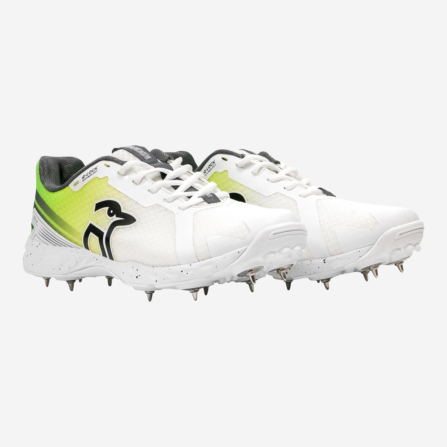 KOOKABURRA Pro 2.0 Spike Cricket Shoes White/Lime/Yellow [Sizes US8-US14]