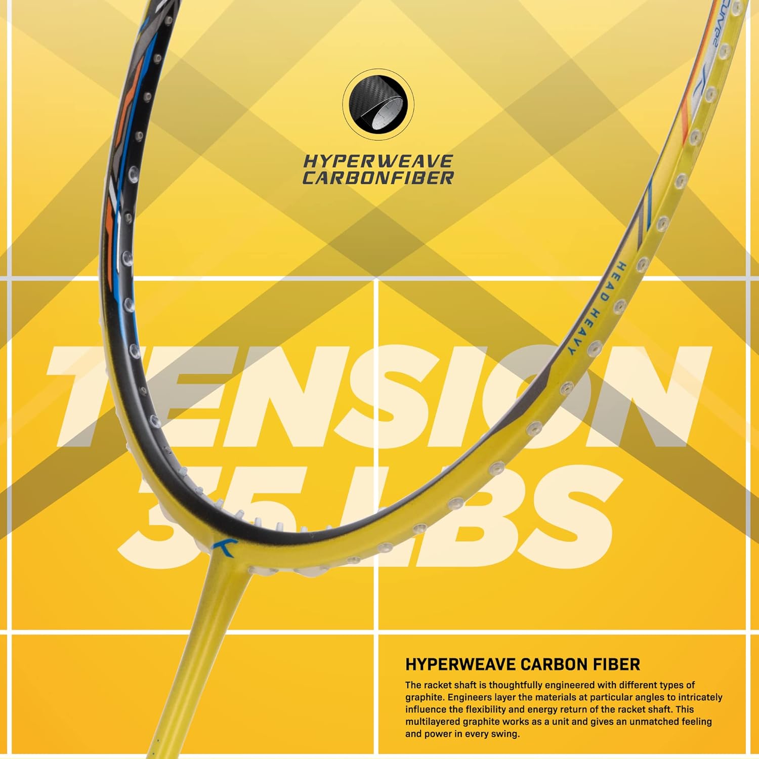 HUNDRED Atomic X 35 SPD Carbon Fibre Badminton Racquet 4U6 Pre-Strung