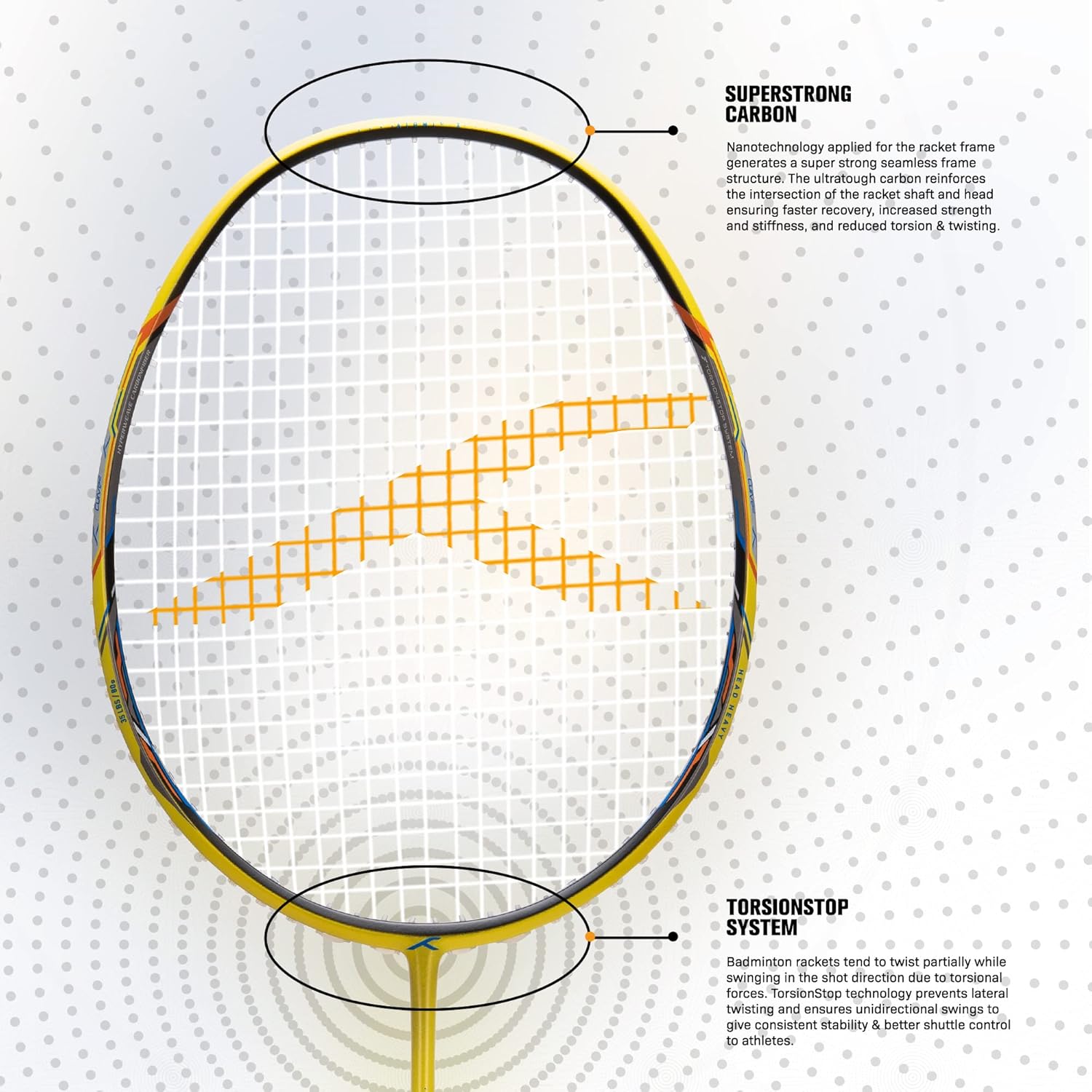 HUNDRED Atomic X 35 SPD Carbon Fibre Badminton Racquet 4U6 Pre-Strung