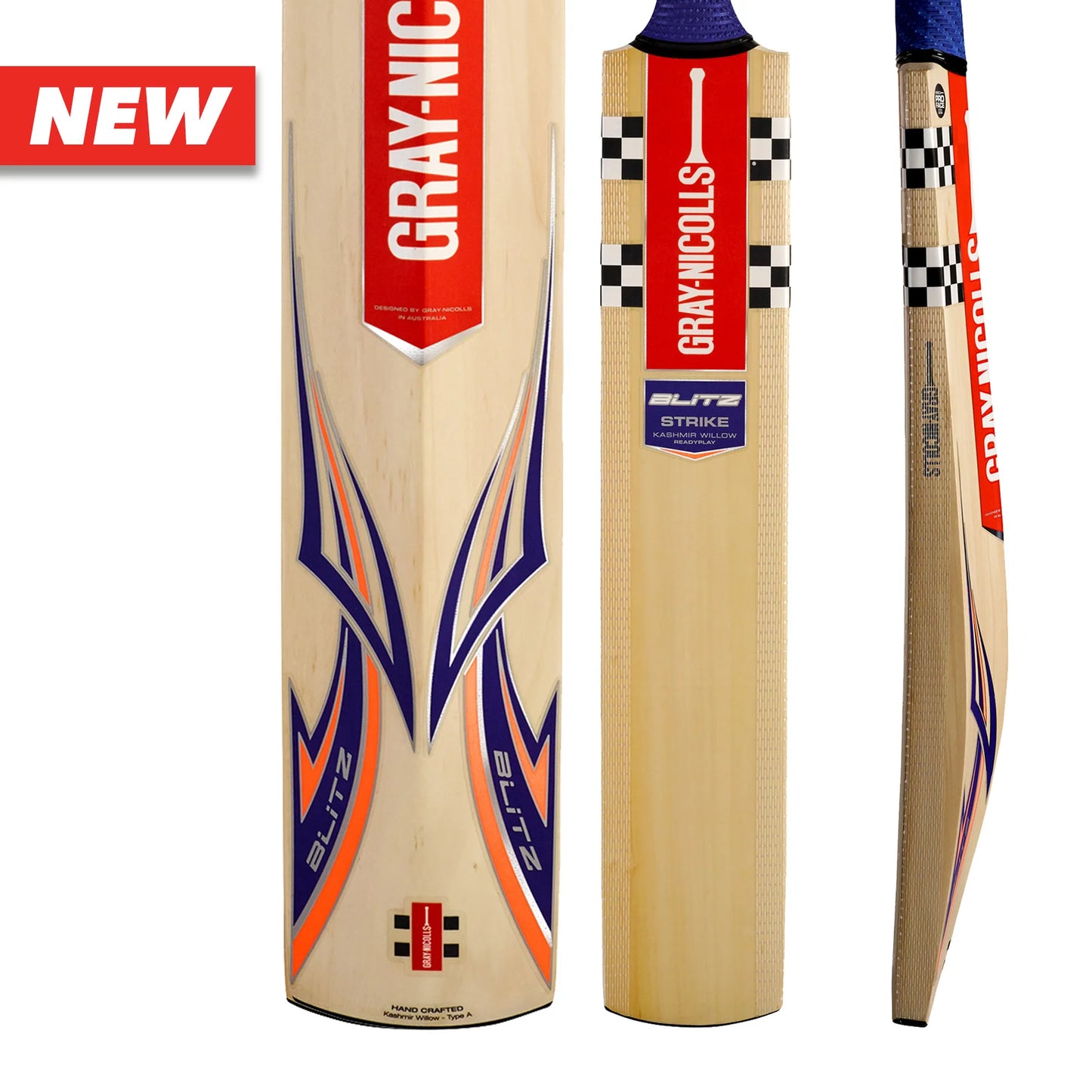 GRAY-NICOLLS GN Blitz Strike Ready Play Kashmir Willow Bat [Sizes 1 - Youth]