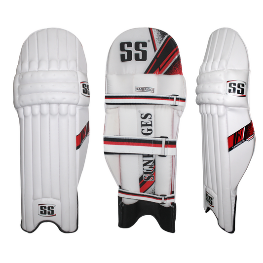 SS Cambridge Batting Leg Guards White/Red '24 - Adult