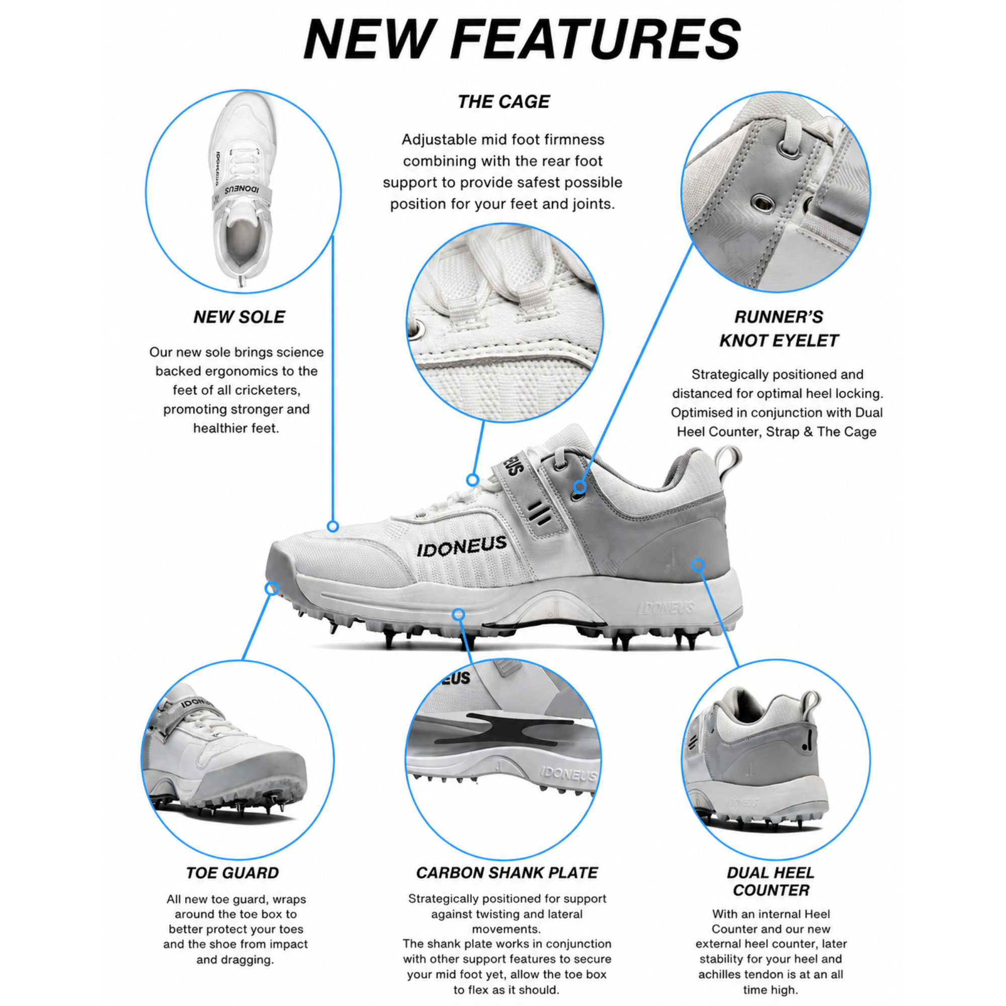 IDONEUS ID2 Full Spike Bowling Cricket Shoes - Adult | Built for Bowlers