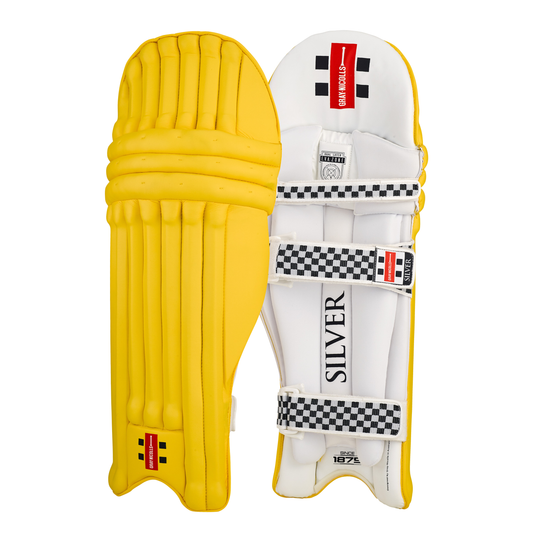 GRAY-NICOLLS GN Silver Coloured Batting Leg Guards '26/27 - Adult