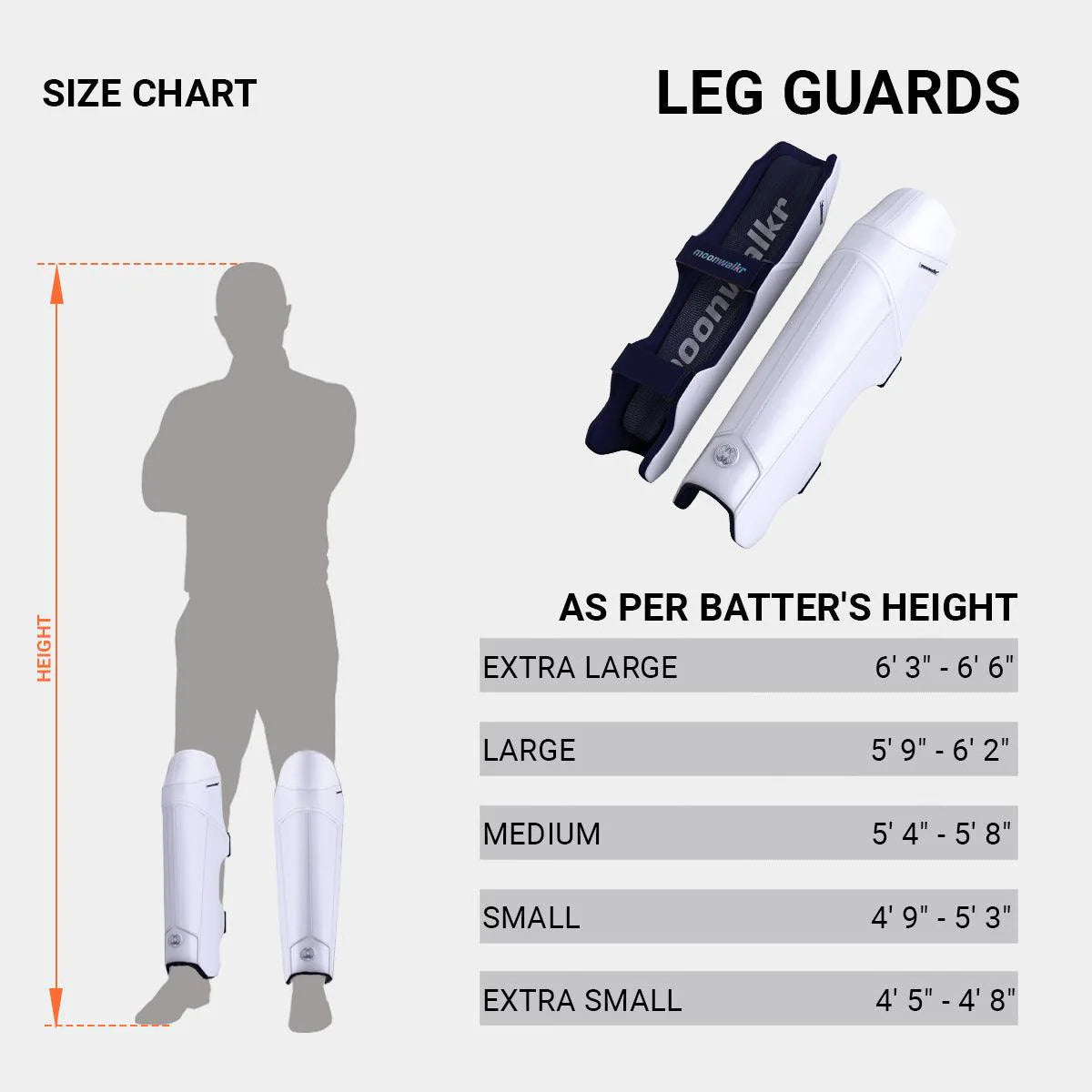 MOONWALKR 2.0 - Batting Leg Guards - White [Sizes X Small - X Large]