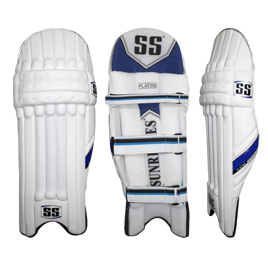 SS Platino Batting Leg Guards White/Blue [Sizes Junior - Youth]