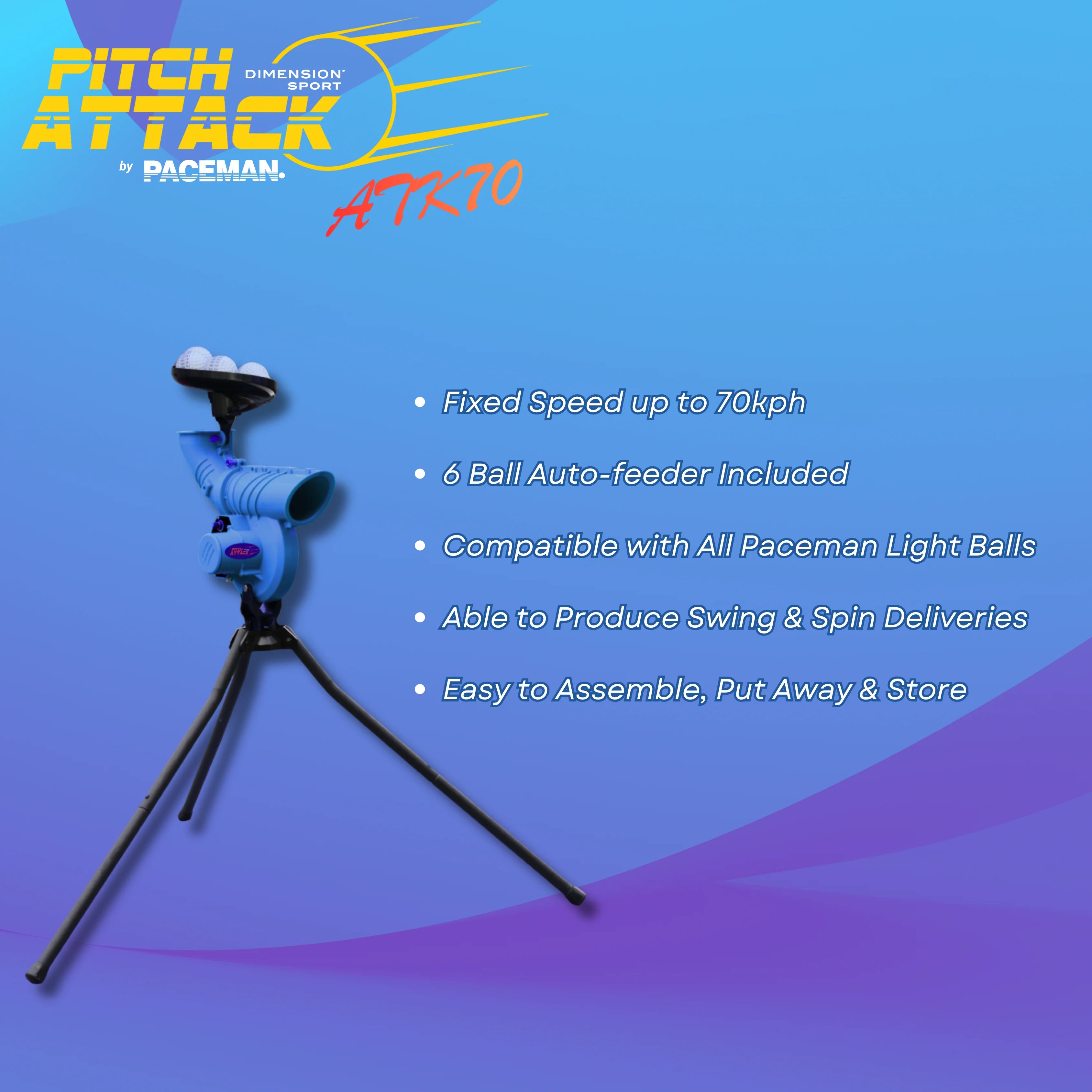 PACEMAN Pitch Attack ATK70 Cricket Bowling Machine