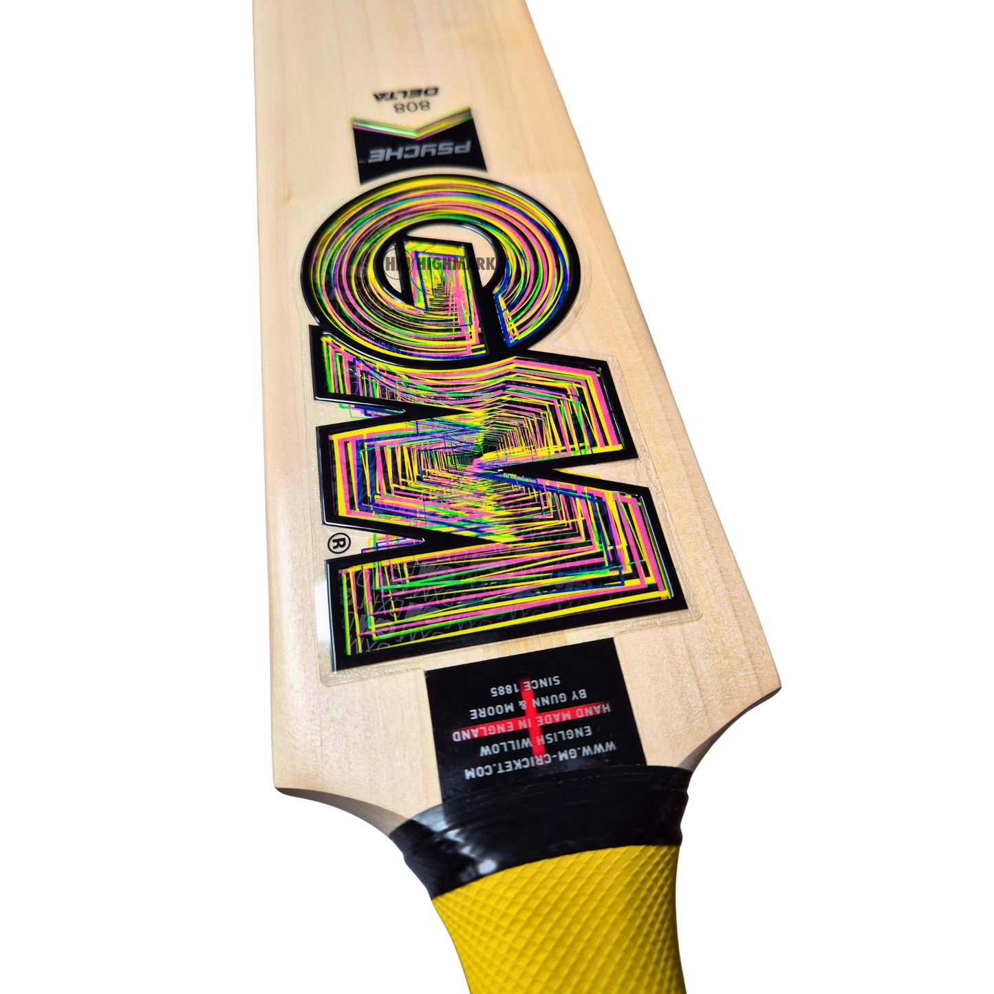 GUNN & MOORE GM Psyche 808 Delta L540 Grade 2 English Willow Cricket Bat - Senior Short Blade