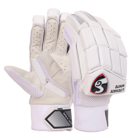 SG Litevate White Batting Gloves '24 - Youth