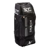 A black SCG Switch cricket bag with white logos and silver zipper pulls, shown on a plain white background.