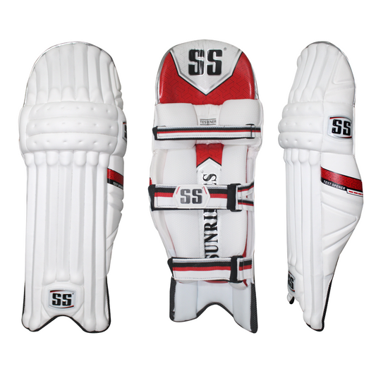 SS Test Opener Batting Leg Guards White/Red - Adult