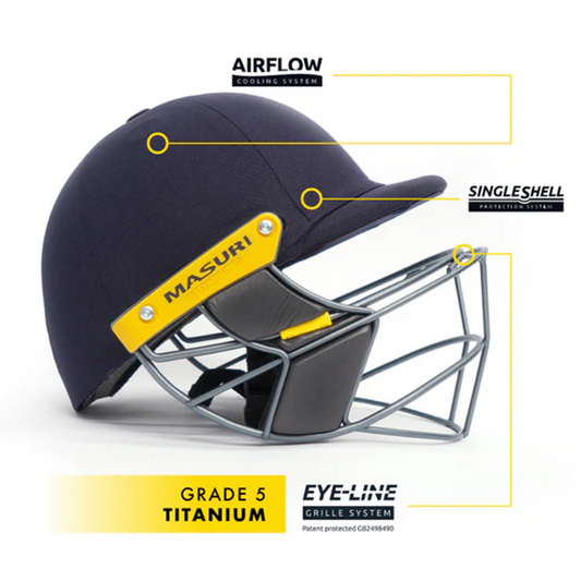 MASURI E Line Titanium Cricket Helmet Navy - Senior