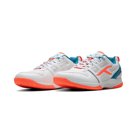 HUNDRED Blast Badminton Shoes - White/Turquoise/Orange