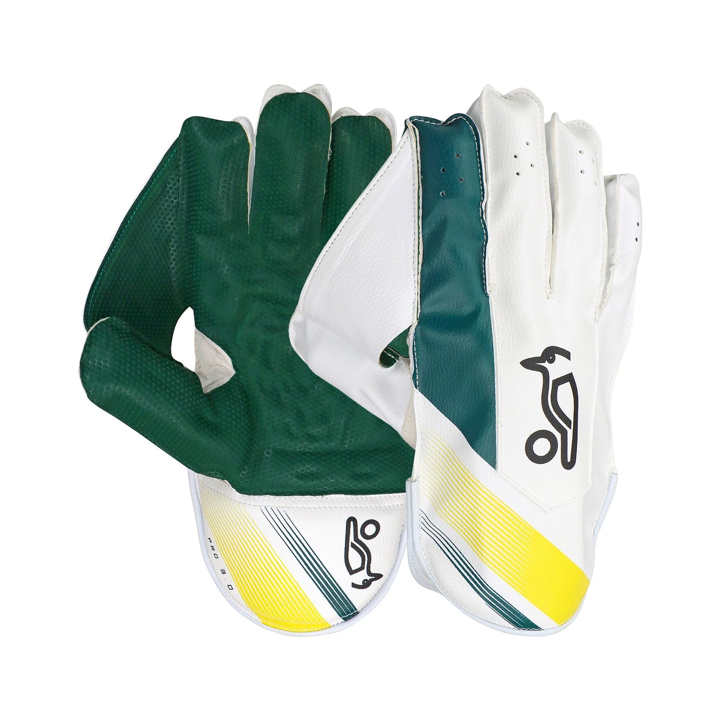 >> KOOKABURRA Pro 3.0 Wicket Keeping Gloves Green/Gold '23/24 [Sizes Small Junior - Junior]