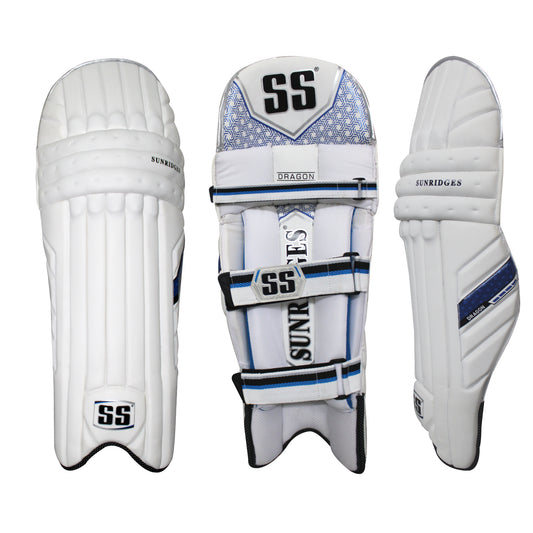 SS Dragon Batting Leg Guards White/Blue '24 - Adult