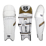 SS Gladiator Batting Leg Guards White/Gold - Adult