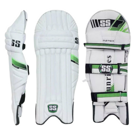 SS Matrix Batting Leg Guards White/Green - Adult