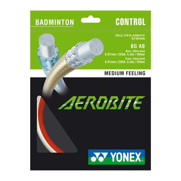 YONEX AeroBite Badminton String (White & Red) 10.5m - Highmark Cricket